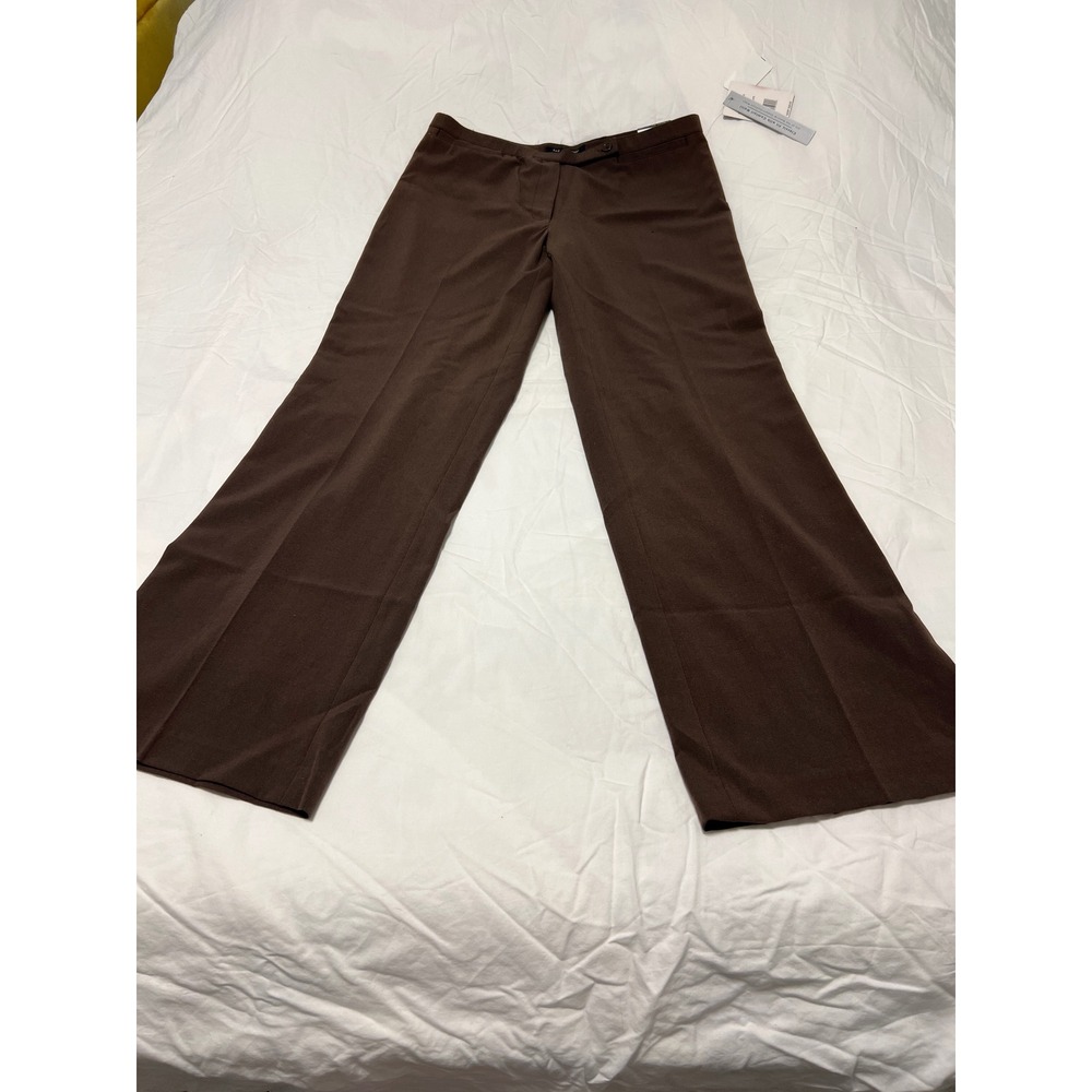 Zac & Rachel Classic Fit Wide Leg Trousers Chocolate Brown Comfort Waist Size 12